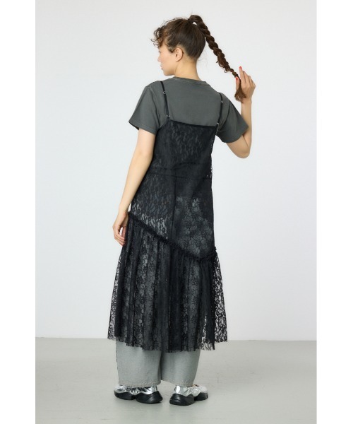 RODEO CROWNS WIDE BOWL（ロデオクラウンズワイドボウル）の「レースキャミワンピース（キャミソール・レディース・ブラック/オフホワイト・FREE）」の6枚目の写真