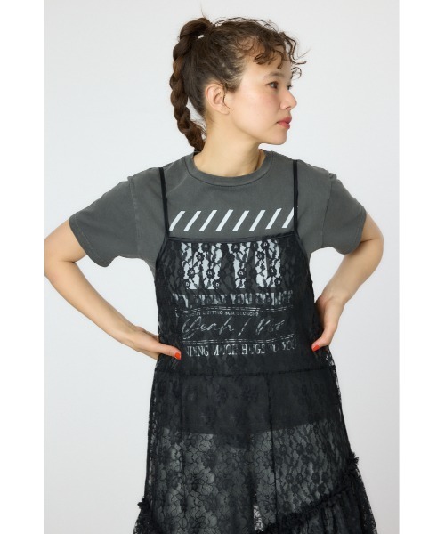 RODEO CROWNS WIDE BOWL（ロデオクラウンズワイドボウル）の「レースキャミワンピース（キャミソール・レディース・ブラック/オフホワイト・FREE）」の7枚目の写真