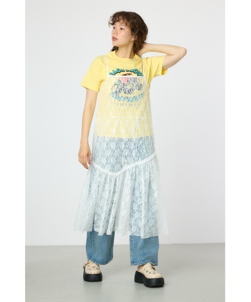 RODEO CROWNS WIDE BOWL（ロデオクラウンズワイドボウル）の「レースキャミワンピース（キャミソール・レディース・ブラック/オフホワイト・FREE）」の9枚目の写真