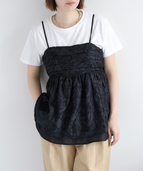 cepo(セポ)の「〈セットアップ対応〉フラワーシアービスチェ(キャミソール・レディース・オフホワイト/ブラック・M)」の2枚目の写真