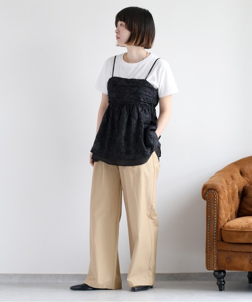 cepo(セポ)の「〈セットアップ対応〉フラワーシアービスチェ(キャミソール・レディース・オフホワイト/ブラック・M)」の5枚目の写真