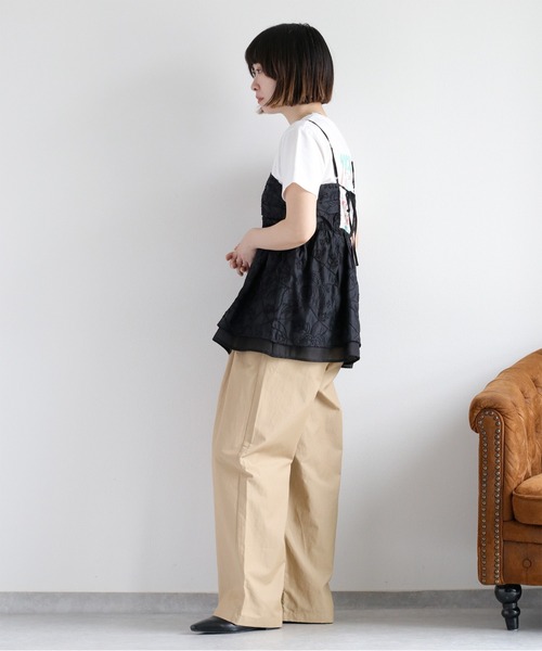 cepo(セポ)の「〈セットアップ対応〉フラワーシアービスチェ(キャミソール・レディース・オフホワイト/ブラック・M)」の6枚目の写真