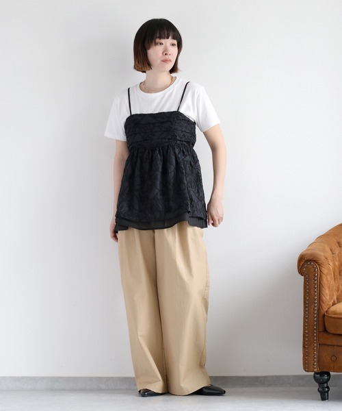 cepo(セポ)の「〈セットアップ対応〉フラワーシアービスチェ(キャミソール・レディース・オフホワイト/ブラック・M)」の4枚目の写真