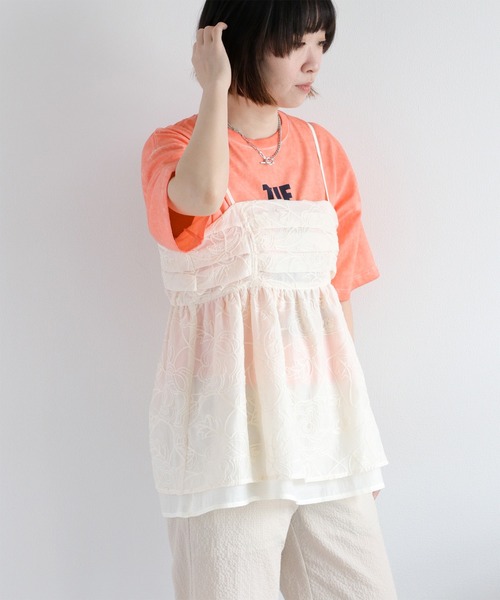 cepo(セポ)の「〈セットアップ対応〉フラワーシアービスチェ(キャミソール・レディース・オフホワイト/ブラック・M)」の3枚目の写真