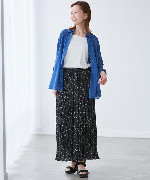 ROPE' PICNIC（ロペピクニック）の「ガーデンフラワープリーツパンツ/リンクコーデ（その他パンツ・レディース・ブルー系その他/ホワイト系その他・36/38）」の6枚目の写真