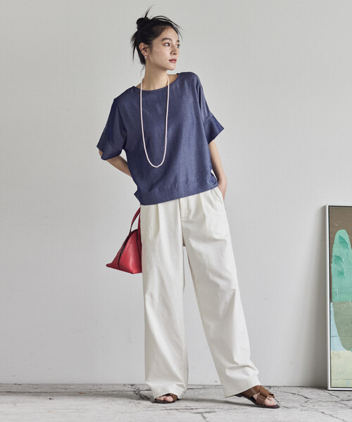 COMME CA ISM(コムサイズム)の「【セットアップ対応】デニムライクシャンブレー Tブラウス(シャツ/ブラウス・レディース・ネイビー・LARGE/MEDIUM)」の3枚目の写真