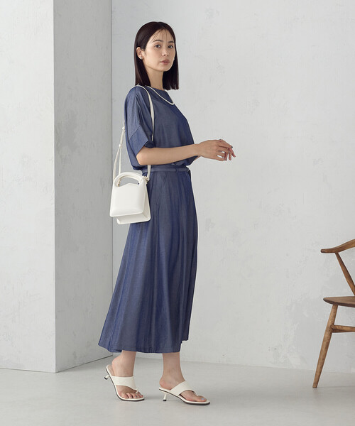 【セットアップ対応】デニムライクシャンブレー Ｔブラウス COMME CA ISM ブラウス シャツ 「セットアップ対応」デニム