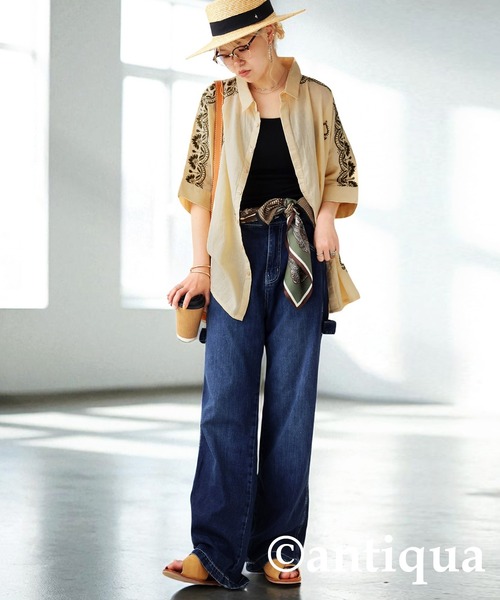 antiqua(アンティカ)の「インド綿 刺繍シャツ(シャツ/ブラウス・レディース・ブラック/ベージュ・ONESIZE)」の17枚目の写真