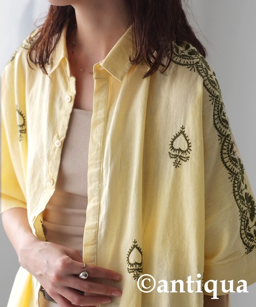 antiqua(アンティカ)の「インド綿 刺繍シャツ(シャツ/ブラウス・レディース・ブラック/ベージュ・ONESIZE)」の19枚目の写真