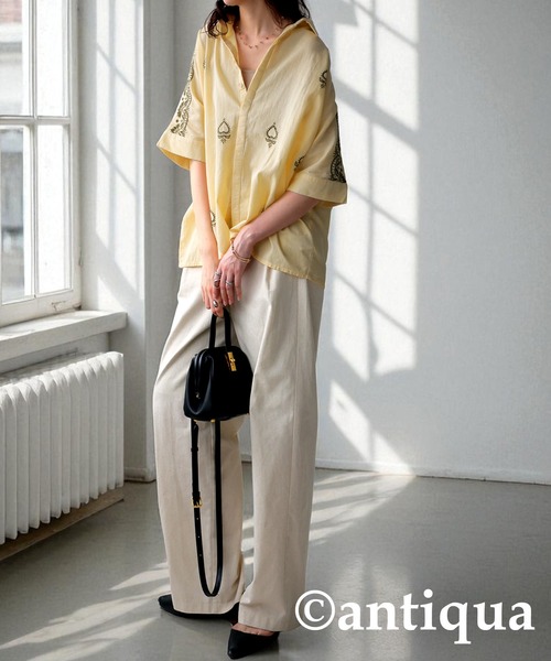 antiqua(アンティカ)の「インド綿 刺繍シャツ(シャツ/ブラウス・レディース・ブラック/ベージュ・ONESIZE)」の21枚目の写真