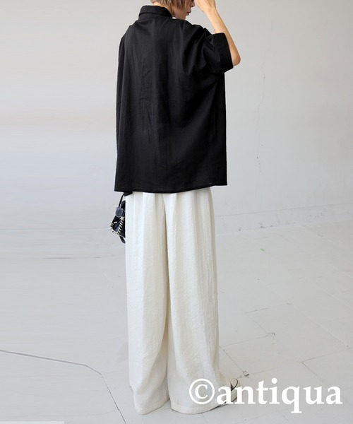 antiqua(アンティカ)の「インド綿 刺繍シャツ(シャツ/ブラウス・レディース・ブラック/ベージュ・ONESIZE)」の7枚目の写真