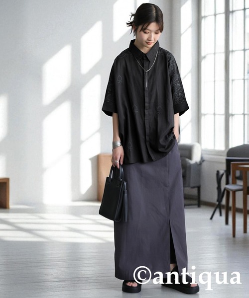 antiqua(アンティカ)の「インド綿 刺繍シャツ(シャツ/ブラウス・レディース・ブラック/ベージュ・ONESIZE)」の10枚目の写真