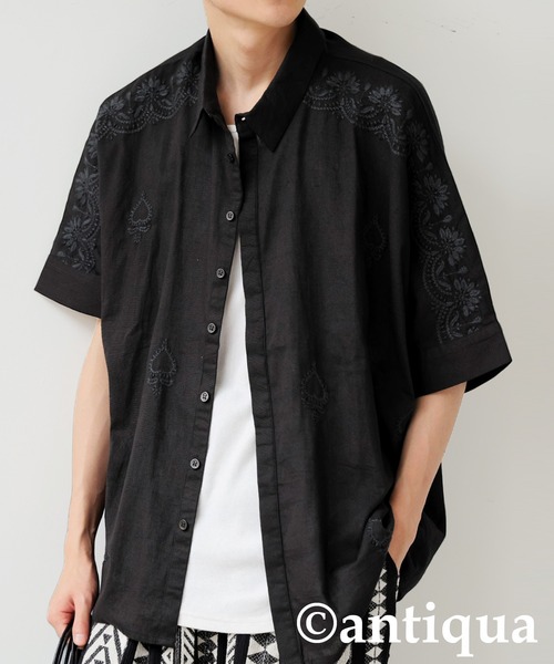 antiqua(アンティカ)の「インド綿 刺繍シャツ(シャツ/ブラウス・レディース・ブラック/ベージュ・ONESIZE)」の11枚目の写真