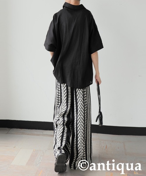 antiqua(アンティカ)の「インド綿 刺繍シャツ(シャツ/ブラウス・レディース・ブラック/ベージュ・ONESIZE)」の15枚目の写真