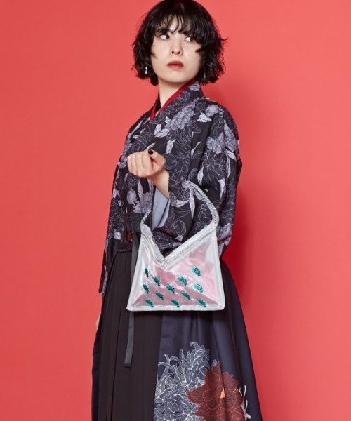 カヤ（カヤ）の「【カヤ】日の丸スーベニアミニバッグ 巾着ポーチ付き（ハンドバッグ・レディース・ブラック×イエロー/パープル系その他/ホワイト×ピンク・FREE）」の13枚目の写真