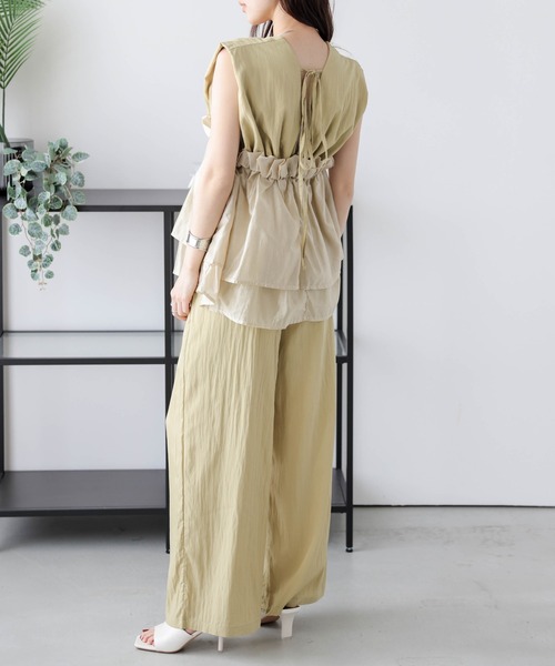 AMELY（エミリー）の「ペプラムギャザートップス+パンツ セットアップ（セットアップ・レディース・ブラック/ベージュ/イエロー/ホワイト・フリー）」の18枚目の写真