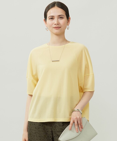 自由区(ジユウク)の「シアーフライス Tシャツ(Tシャツ/カットソー・レディース・ダルブルー系/ピンク系/ライトイエロー系/オリーブ系・46/44/48)」の3枚目の写真