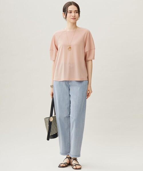 自由区(ジユウク)の「シアーフライス Tシャツ(Tシャツ/カットソー・レディース・ダルブルー系/ピンク系/ライトイエロー系/オリーブ系・46/44/48)」の7枚目の写真