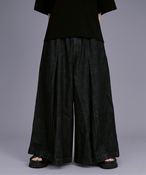 Ellno Loset(エルノロゼット)の「スーパーワイド袴デニム(デニムパンツ・メンズ・ブラック・マルチサイズ)」の1枚目の写真