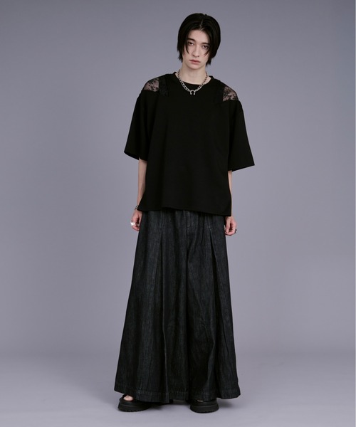 Ellno Loset(エルノロゼット)の「スーパーワイド袴デニム(デニムパンツ・メンズ・ブラック・マルチサイズ)」の3枚目の写真