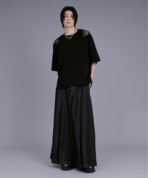 Ellno Loset(エルノロゼット)の「スーパーワイド袴デニム(デニムパンツ・メンズ・ブラック・マルチサイズ)」の2枚目の写真