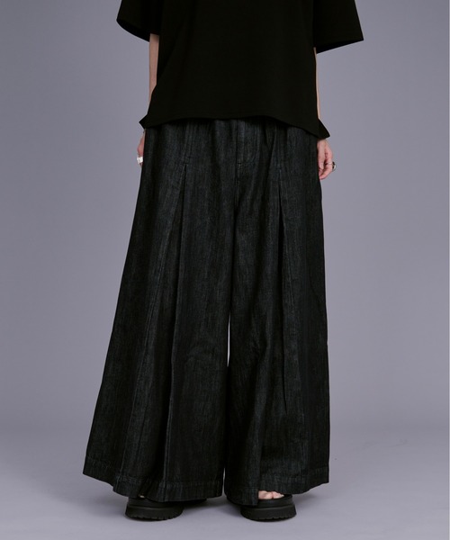 Ellno Loset(エルノロゼット)の「スーパーワイド袴デニム(デニムパンツ・メンズ・ブラック・マルチサイズ)」の5枚目の写真