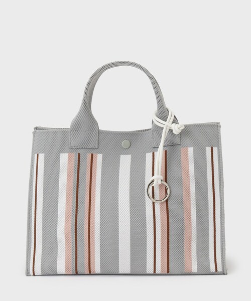 UNTITLED(アンタイトル)の「【手洗い可】マルチストライプニットバッグ(ハンドバッグ・レディース・ブルー系4/ライトグレー系4/グリーン系その他5・99)」の1枚目の写真