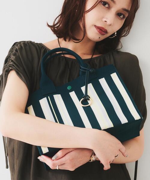 UNTITLED(アンタイトル)の「【手洗い可】マルチストライプニットバッグ(ハンドバッグ・レディース・ブルー系4/ライトグレー系4/グリーン系その他5・99)」の4枚目の写真