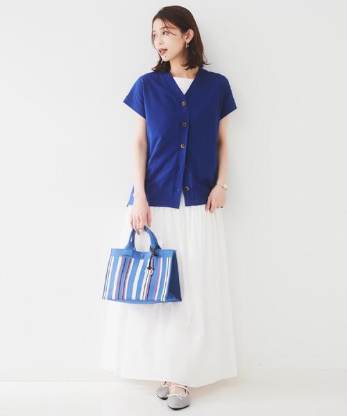 UNTITLED(アンタイトル)の「【手洗い可】マルチストライプニットバッグ(ハンドバッグ・レディース・ブルー系4/ライトグレー系4/グリーン系その他5・99)」の19枚目の写真