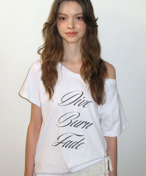 CRANK(クランク)の「CRANK/レースオフショルダーT(Tシャツ/カットソー・レディース・ホワイト/ブラック・FREE)」の5枚目の写真