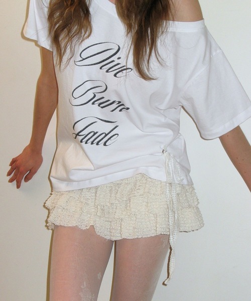 CRANK(クランク)の「CRANK/レースオフショルダーT(Tシャツ/カットソー・レディース・ホワイト/ブラック・FREE)」の8枚目の写真