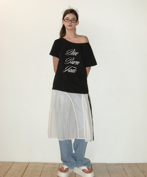 CRANK(クランク)の「CRANK/レースオフショルダーT(Tシャツ/カットソー・レディース・ホワイト/ブラック・FREE)」の13枚目の写真