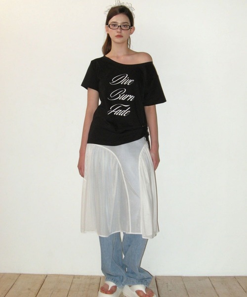 CRANK(クランク)の「CRANK/レースオフショルダーT(Tシャツ/カットソー・レディース・ホワイト/ブラック・FREE)」の14枚目の写真