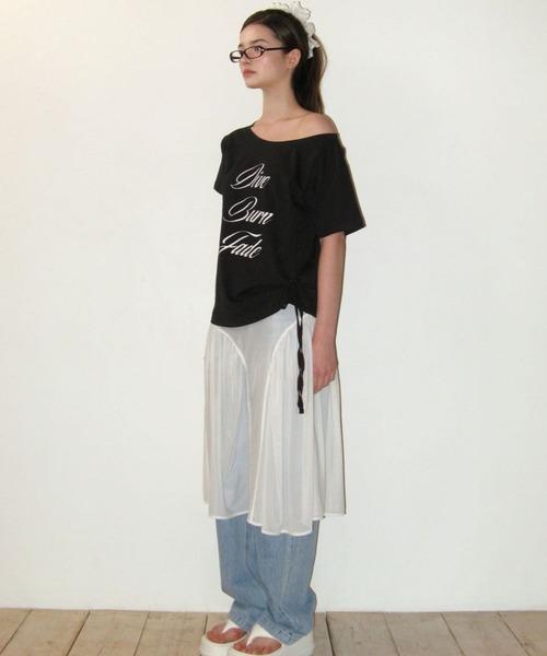 crank クランク 韓国 Tシャツ オフショルダー 半袖 CRANK（クランク）の「CRANK／レースオフショルダーT（Tシャツ