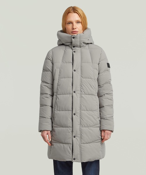 G-STAR（ジースター）の「Whistler Mid Puffer/撥水中綿ミドルレングスフーデッドコート（ダウンジャケット/コート・レディース・グレー系その他/ダークブラック・SMALL/X-SMALL/MEDIUM）」の2枚目の写真