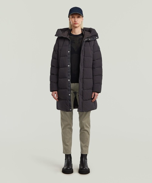 G-STAR（ジースター）の「Whistler Mid Puffer/撥水中綿ミドルレングスフーデッドコート（ダウンジャケット/コート・レディース・グレー系その他/ダークブラック・SMALL/X-SMALL/MEDIUM）」の4枚目の写真