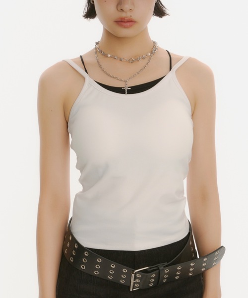 DTYYPE(ドタイプ)の「【カップ付き】ダブルストラップ レイヤードキャミソール(キャミソール・レディース・ホワイト/その他/ブラック・FREE)」の22枚目の写真