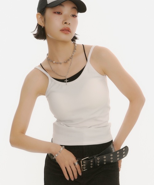 DTYYPE(ドタイプ)の「【カップ付き】ダブルストラップ レイヤードキャミソール(キャミソール・レディース・ホワイト/その他/ブラック・FREE)」の20枚目の写真