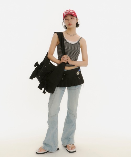 DTYYPE(ドタイプ)の「【カップ付き】ダブルストラップ レイヤードキャミソール(キャミソール・レディース・ホワイト/その他/ブラック・FREE)」の12枚目の写真