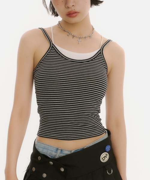 DTYYPE(ドタイプ)の「【カップ付き】ダブルストラップ レイヤードキャミソール(キャミソール・レディース・ホワイト/その他/ブラック・FREE)」の16枚目の写真