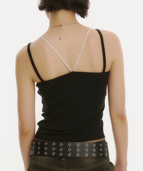 DTYYPE(ドタイプ)の「【カップ付き】ダブルストラップ レイヤードキャミソール(キャミソール・レディース・ホワイト/その他/ブラック・FREE)」の6枚目の写真