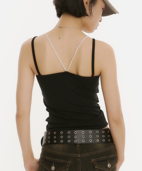 DTYYPE(ドタイプ)の「【カップ付き】ダブルストラップ レイヤードキャミソール(キャミソール・レディース・ホワイト/その他/ブラック・FREE)」の5枚目の写真