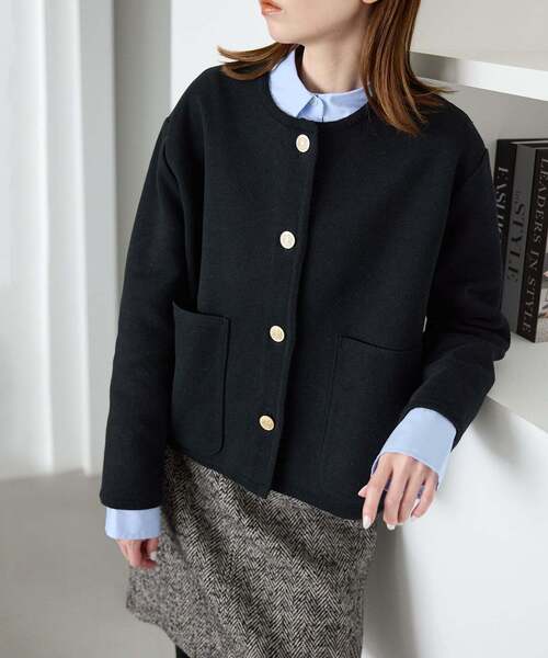 SLOBE IENA（スローブイエナ）の「《一部WEB・店舗限定カラーあり》ダブルフェイスニットジャケット（その他アウター・レディース・ブラック/レッド/サックスブルー・FREE）」の7枚目の写真