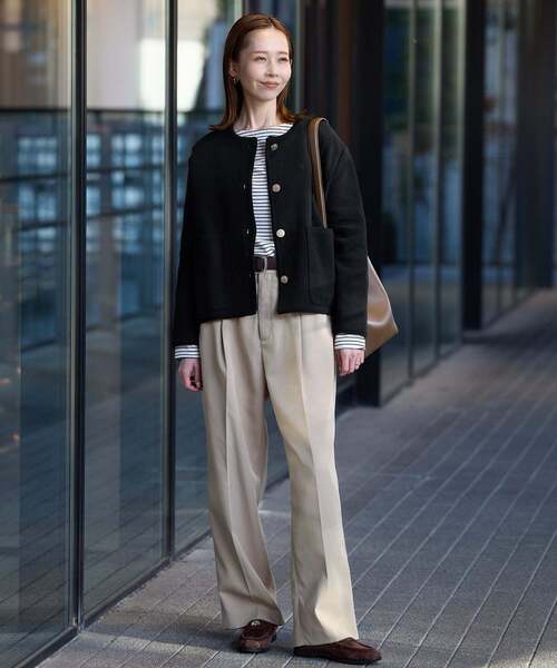 SLOBE IENA（スローブイエナ）の「《一部WEB・店舗限定カラーあり》ダブルフェイスニットジャケット（その他アウター・レディース・ブラック/レッド/サックスブルー・FREE）」の9枚目の写真