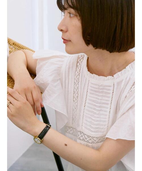 Samansa Mos2 blue（サマンサモスモスブルー）の「【Made in India】フリル袖レースピンタックブラウス（シャツ/ブラウス・レディース・ブラック/オフホワイト/レッド・F）」の18枚目の写真