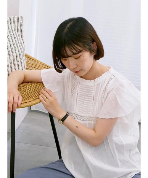 Samansa Mos2 blue（サマンサモスモスブルー）の「【Made in India】フリル袖レースピンタックブラウス（シャツ/ブラウス・レディース・ブラック/オフホワイト/レッド・F）」の19枚目の写真
