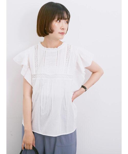 Samansa Mos2 blue（サマンサモスモスブルー）の「【Made in India】フリル袖レースピンタックブラウス（シャツ/ブラウス・レディース・ブラック/オフホワイト/レッド・F）」の22枚目の写真