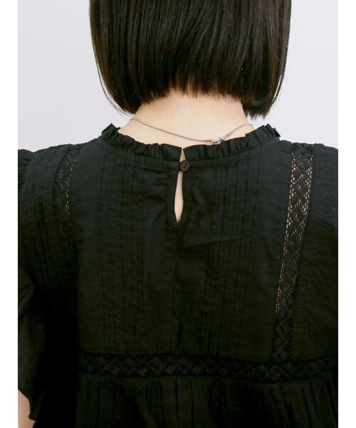 Samansa Mos2 blue（サマンサモスモスブルー）の「【Made in India】フリル袖レースピンタックブラウス（シャツ/ブラウス・レディース・ブラック/オフホワイト/レッド・F）」の5枚目の写真