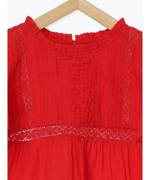 Samansa Mos2 blue（サマンサモスモスブルー）の「【Made in India】フリル袖レースピンタックブラウス（シャツ/ブラウス・レディース・ブラック/オフホワイト/レッド・F）」の8枚目の写真