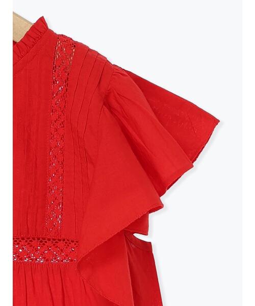 Samansa Mos2 blue（サマンサモスモスブルー）の「【Made in India】フリル袖レースピンタックブラウス（シャツ/ブラウス・レディース・ブラック/オフホワイト/レッド・F）」の9枚目の写真